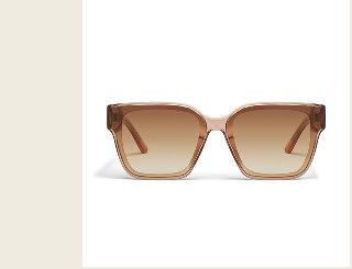 Image of square tan sunglasses with sepia lenses