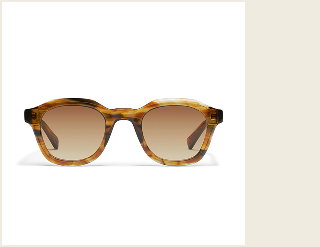 Image of round yellow tort sunglasses with sepia lenses