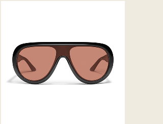 Image of large brown shield sunglasses with apricot lenses