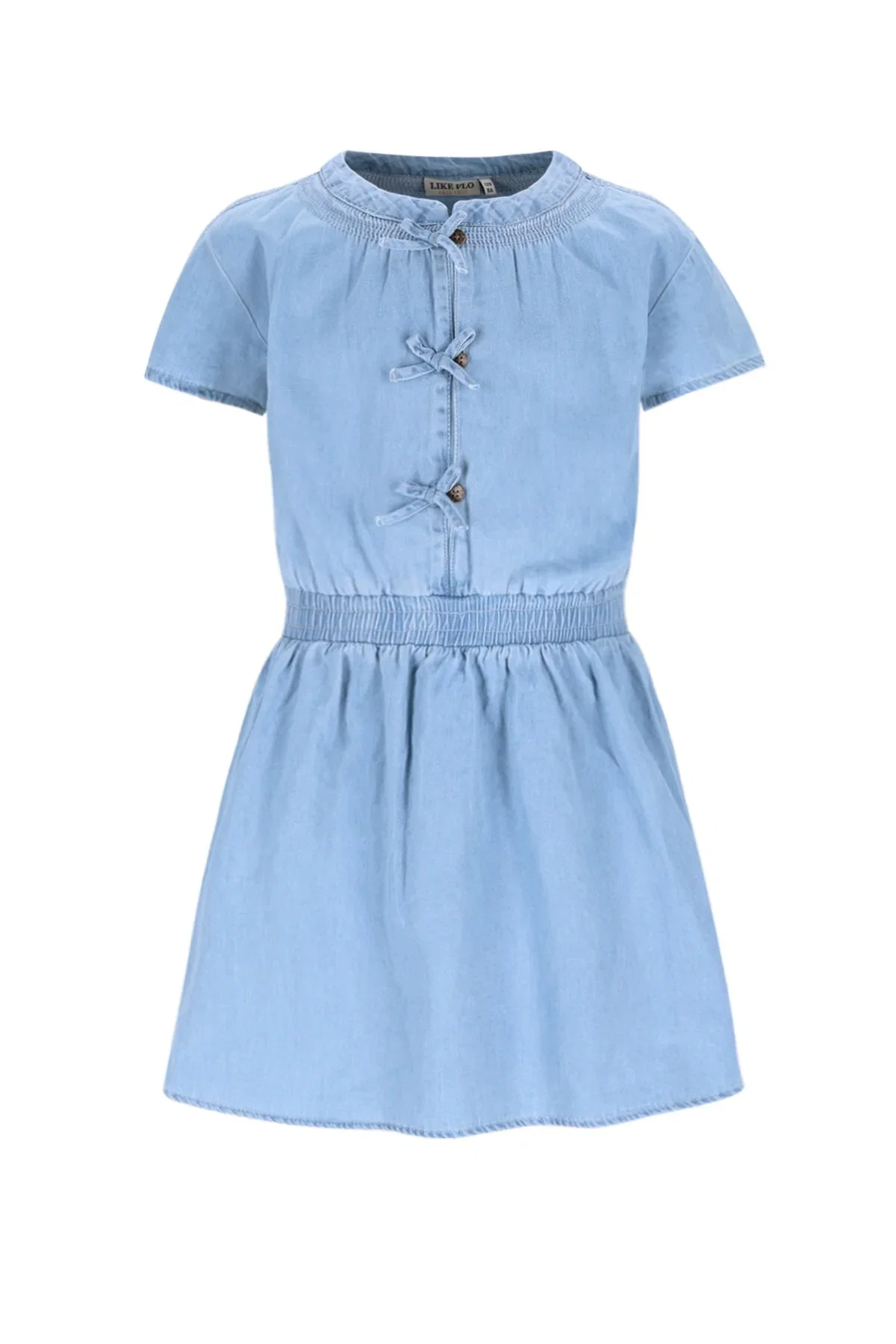 Image of Mel Flo girls chambrey dress with bow closure at CF