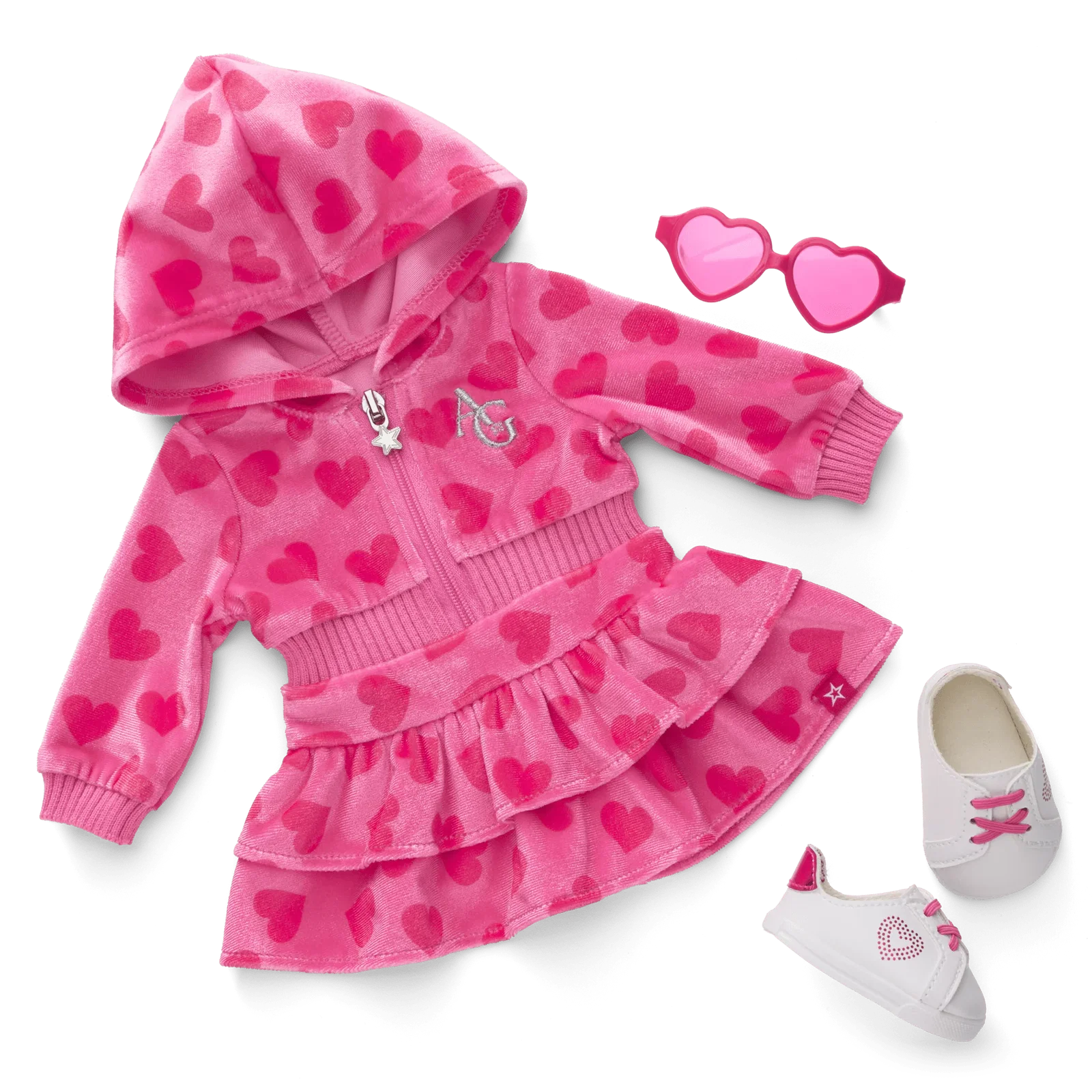 Image of Pink Hearts Hoodie Dress for 18-inch Dolls