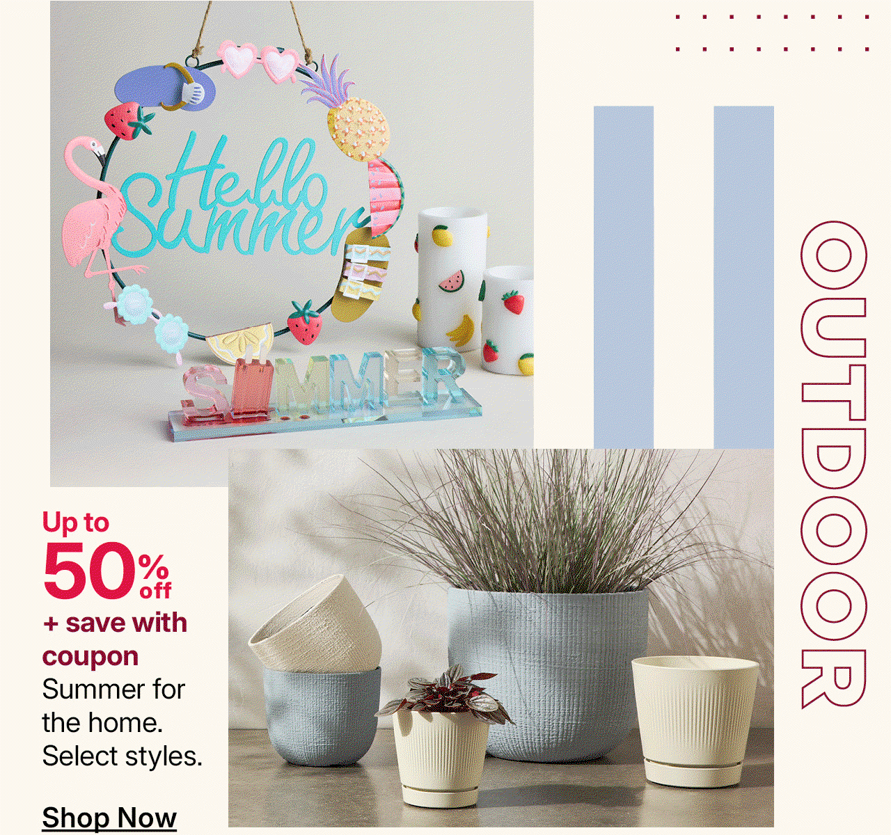 up to 50% off summer for the home