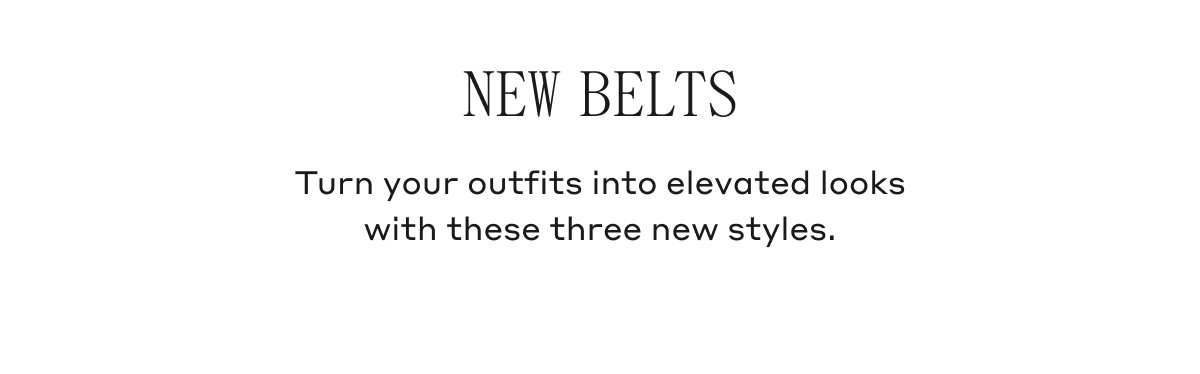 NEW BELTS Turn your outfits into elevated look with these three new styles.