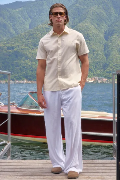 Half & Half Waist Relaxed Fit Linen Blend Trouser