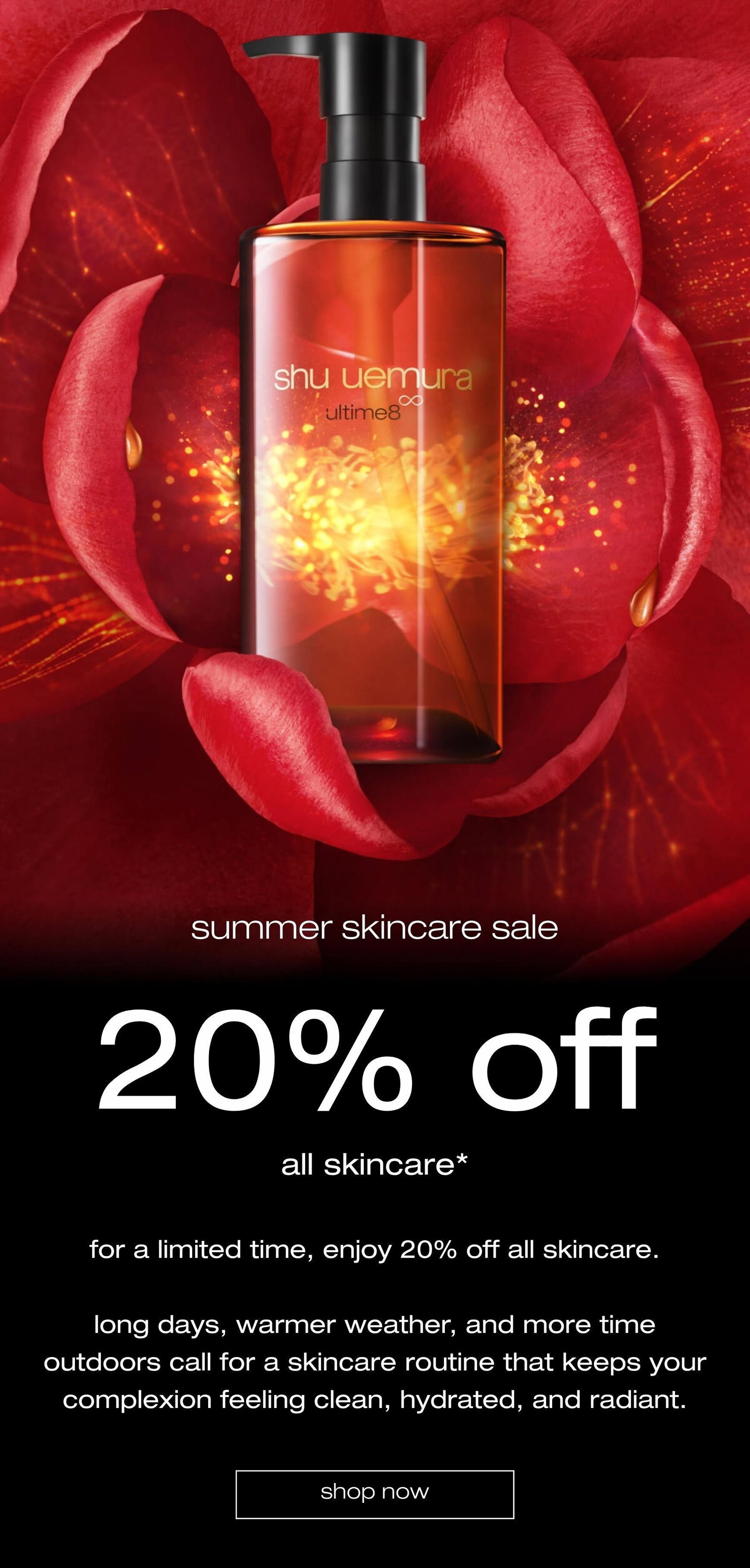 shop 20% off all skincare