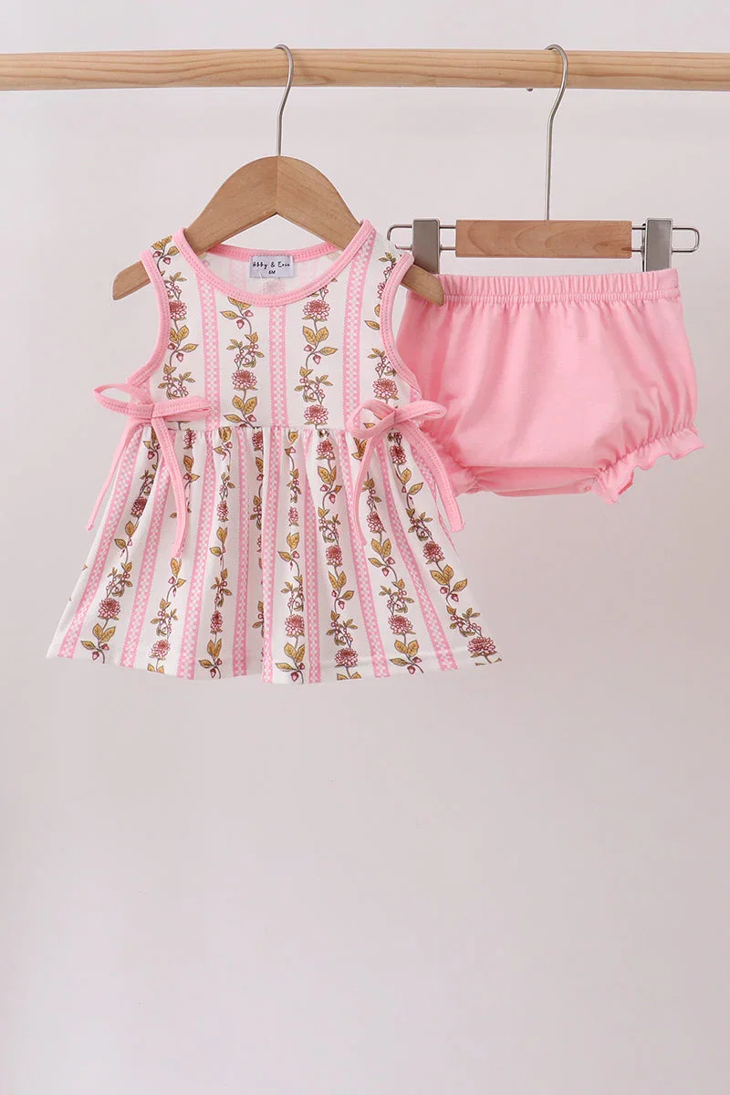 Image of Pink Garden Ruffle Bloomer Set