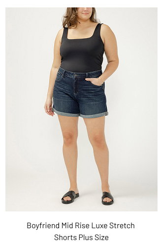 Boyfriend Mid Rise Luxe Stretch Shorts Plus Size