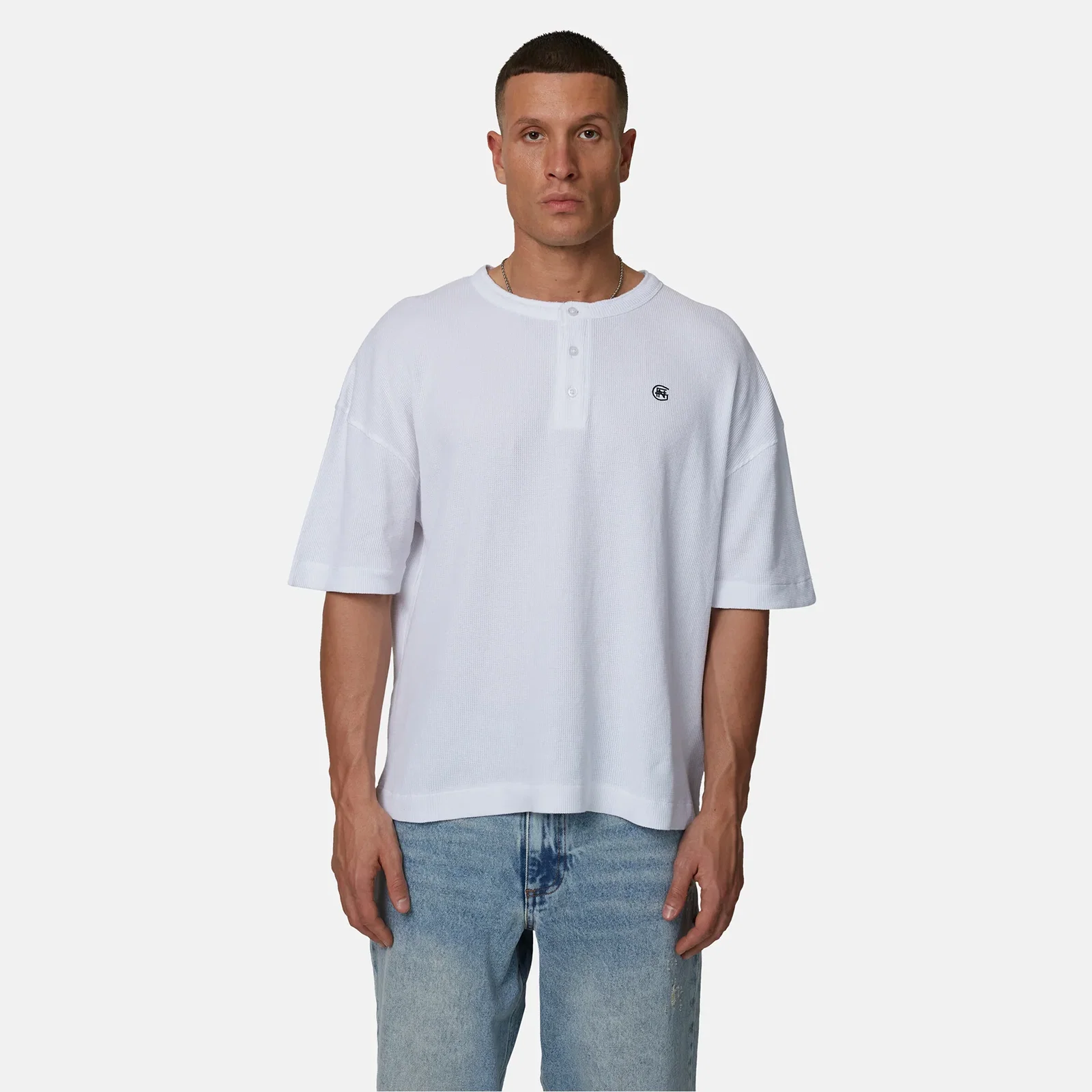 Image of Henley White Boxy T-shirt