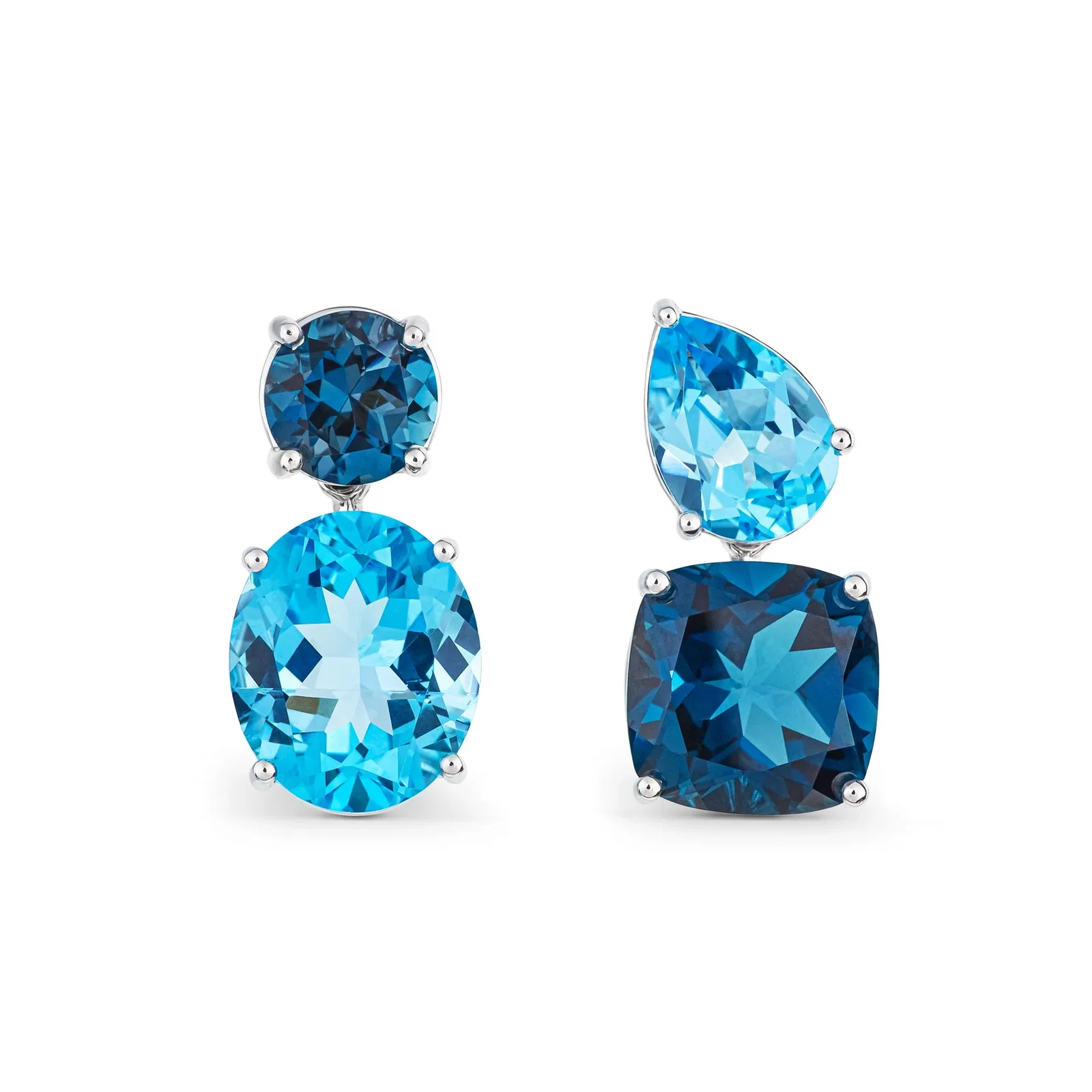 Image of Chaos Earrings in 18ct White Gold with Blue Topaz