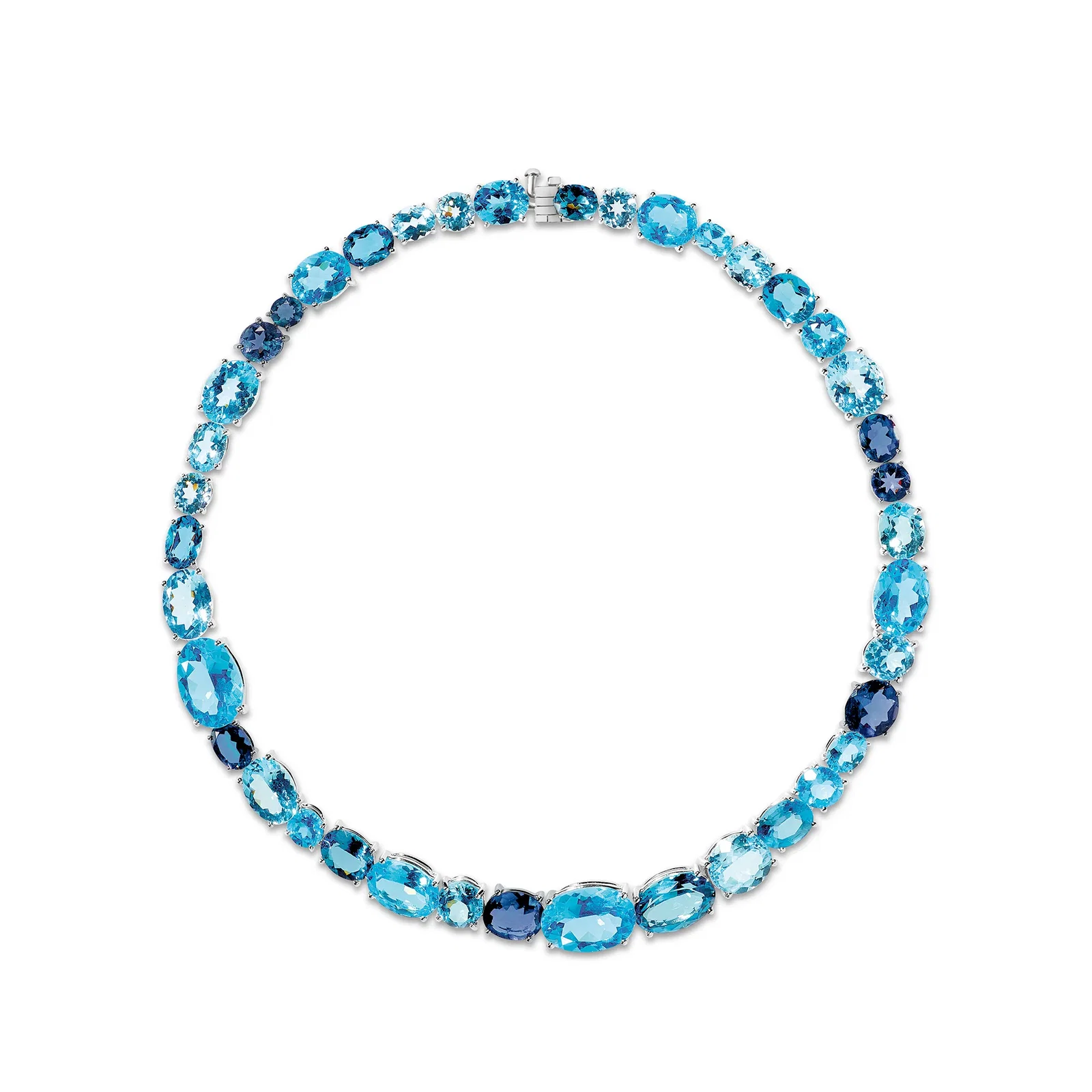 Image of Chaos Necklace in 18ct White Gold with Blue Topaz