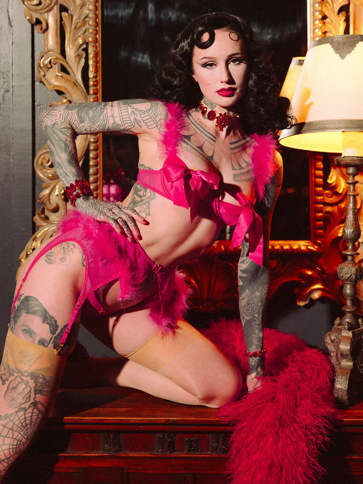 Image of Scarlett Marabou & Mesh Openable Cup Bra
