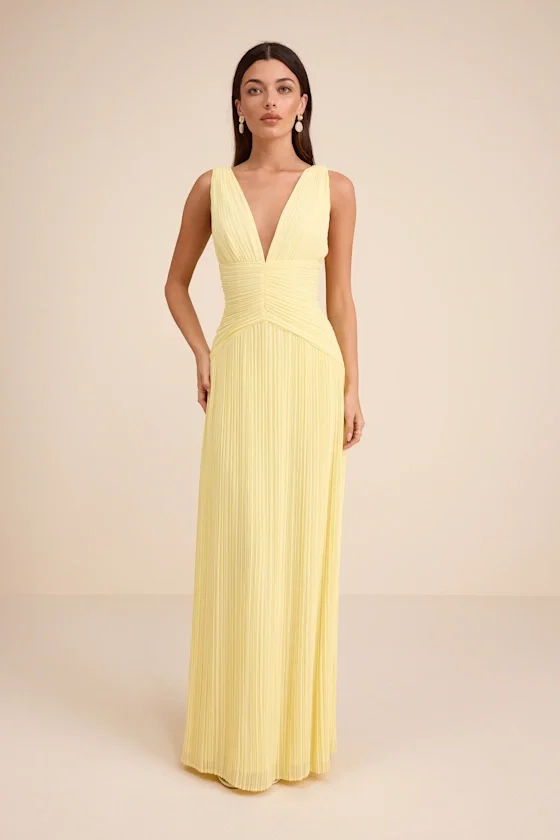 Image of The Kelina Dress in Light Yellow
