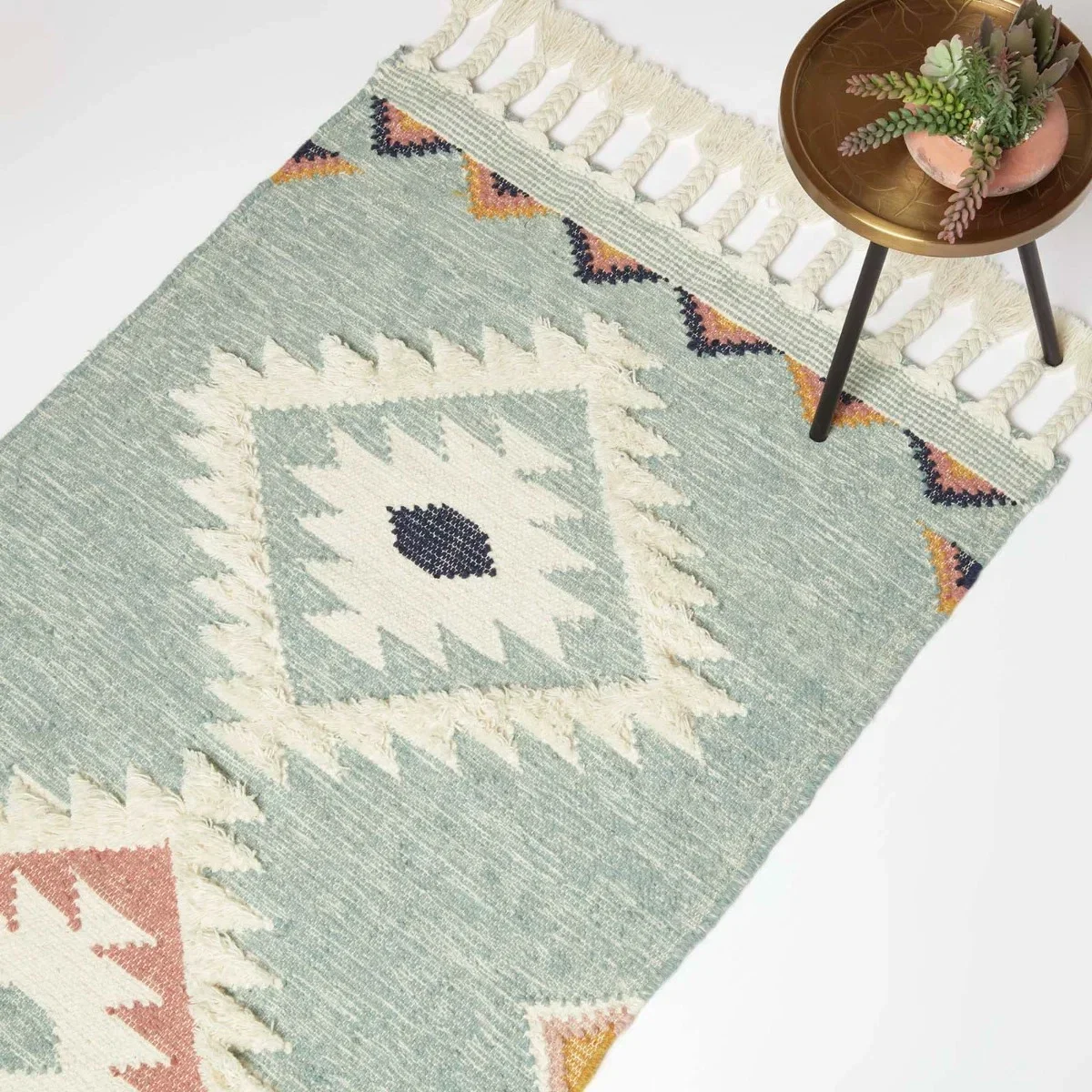 Image of Tenali Blue Kilim Wool Rug 90 x 150 cm