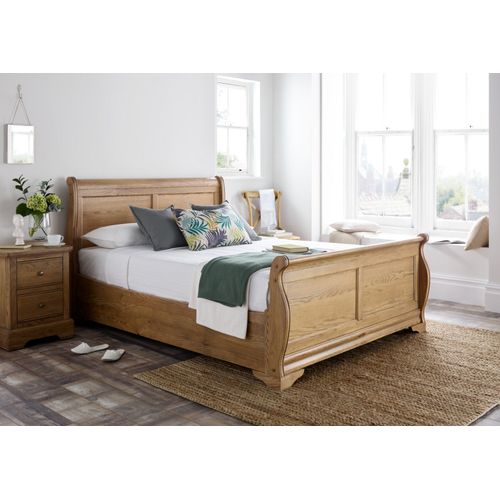 Bordeaux Oak Wooden Sleigh Bed