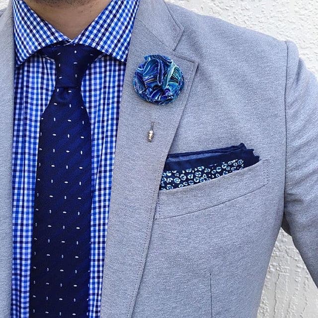 Navy & Silver Geometric Foulard Patterned Skinny Silk Tie 
