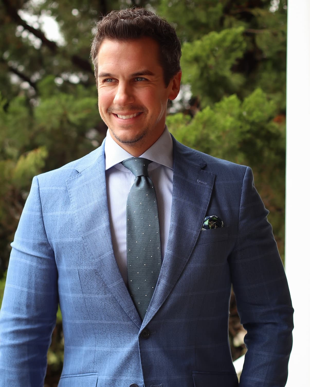 Navy & Turquoise Polka Dot Silk Tie 