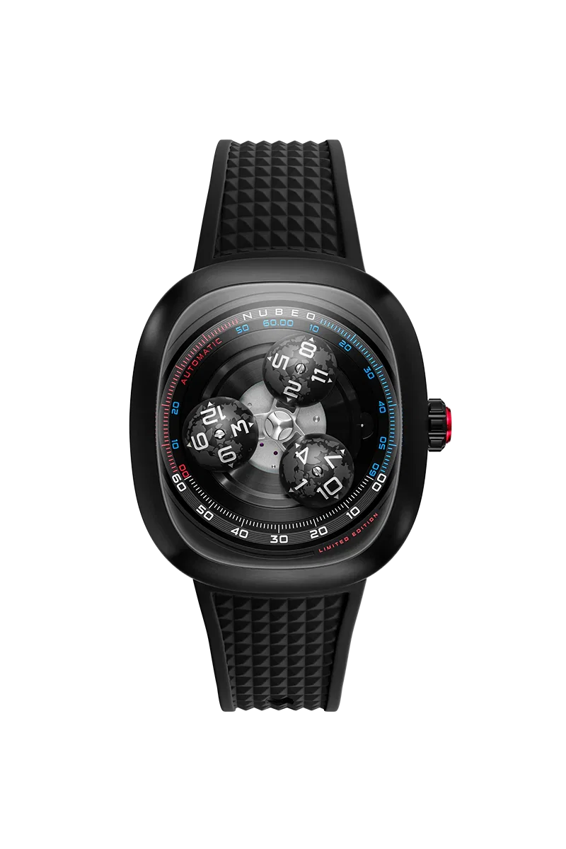 Image of Nubeo Men's 46mm Tri-Star Orbit Automatic Limited Edition Oval Rubber Strap Watch