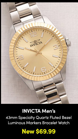 INV-50576 INVICTA | Men's 43mm Specialty Quartz Fluted Bezel Luminous Index Markers Bracelet Watch – New $69.99