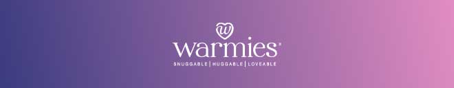 Warmies logo on magenta. Shop Warmies.