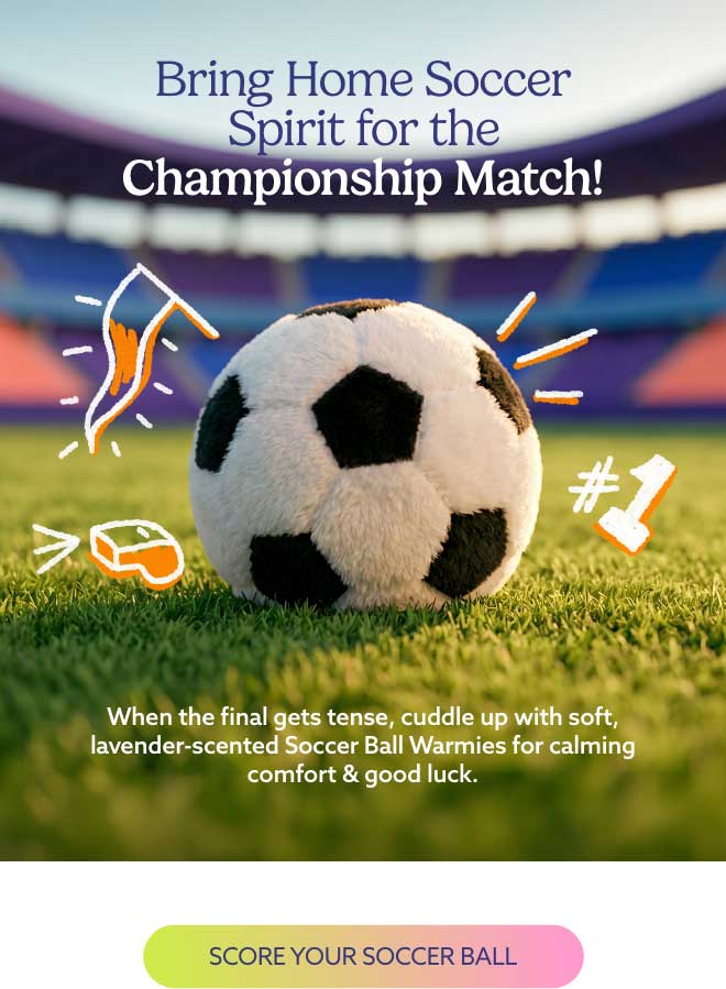 Soccer Ball Warmies in a stadium. Score your soccer ball.