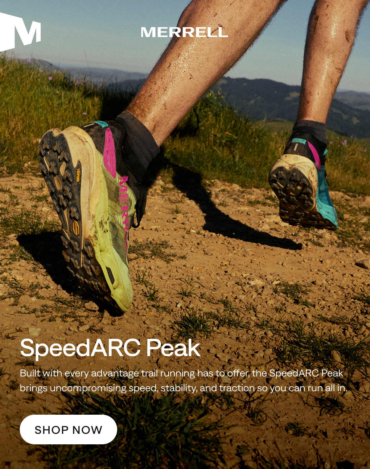 MERRELL. SpeedARC Peak. Built with every advantage trail running has to offer, the SpeedARC Peak brings uncompromising speed, stability, and traction so you can run all in. Shop Now