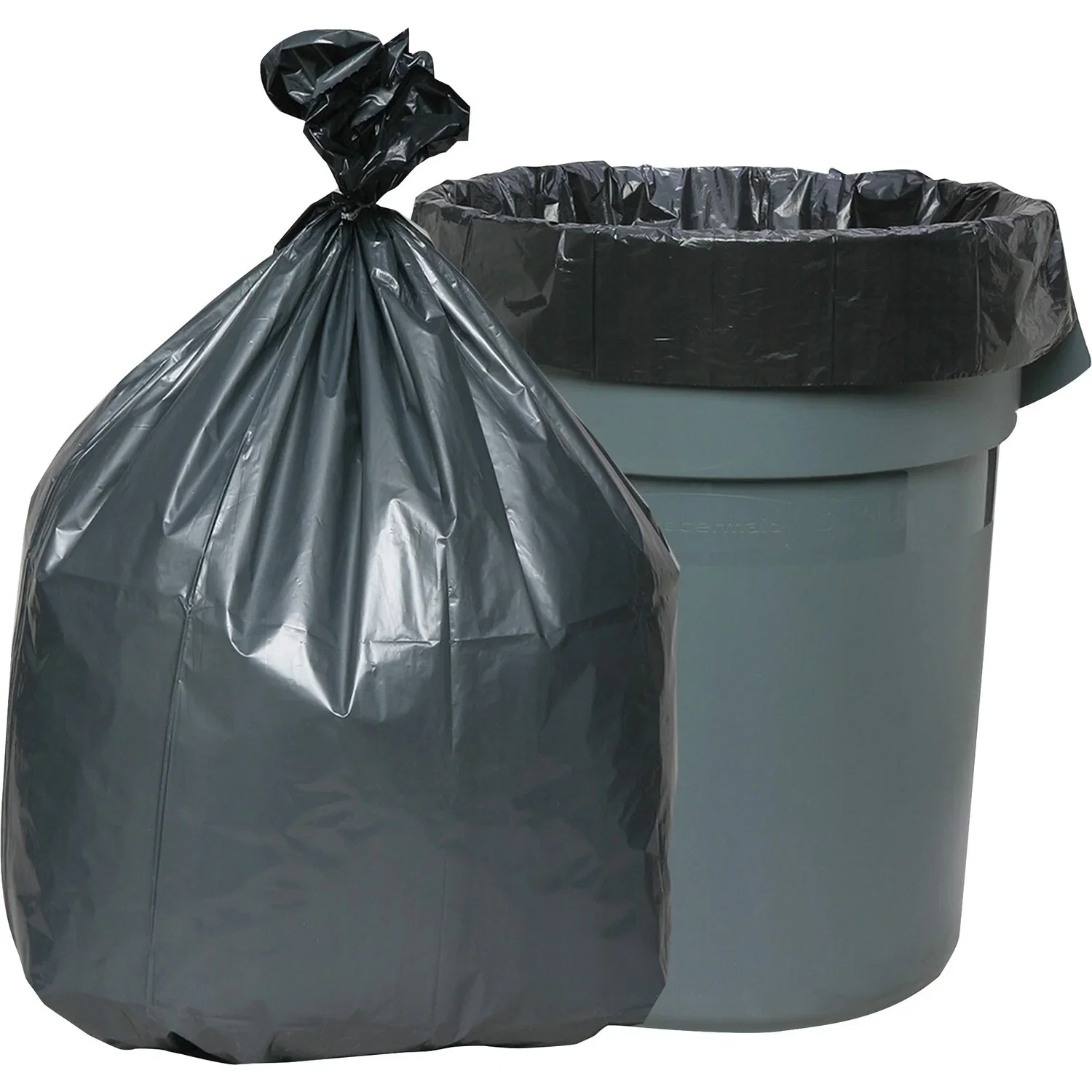 Image of Genuine Joe Black Flat-Bottom Trash Bags, 55 Gallon, 39" X 56", Case of 50 (GJO70343)