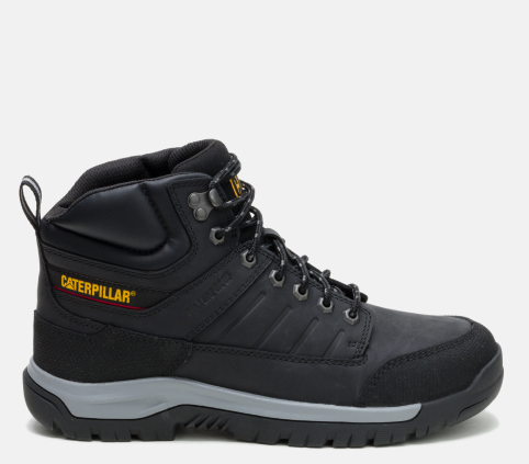 CAT Footwear - Men's Brickline Waterproof Steel Toe Work Boot - Black colorway.