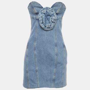 Blue Denim Corset Tank Top & S