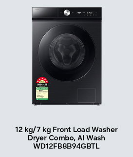 12 kg/7 kg Front Load Washer Dryer Combo, AI Wash WD12FB8B94GBTL