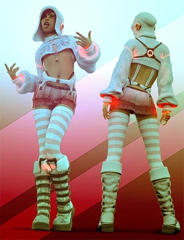 dForce Fuzz Outfit for Genesis 8 and 8.1 Female