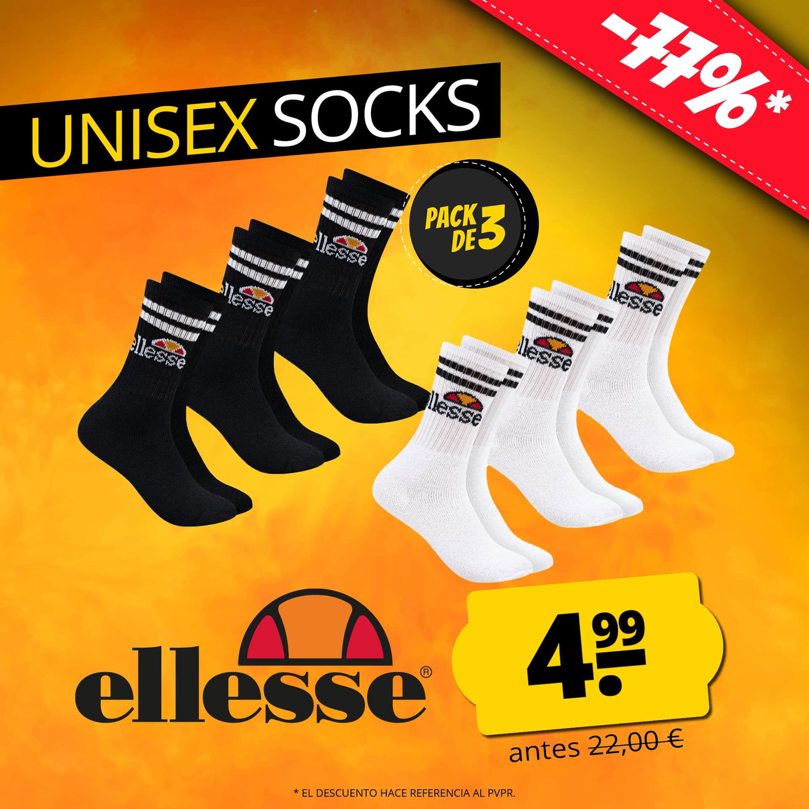 ellesse vulloni unisex calcetines 3 pares