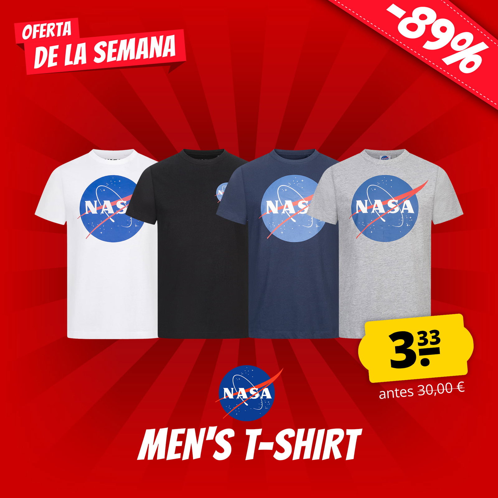 nasa circle logo hombre camiseta