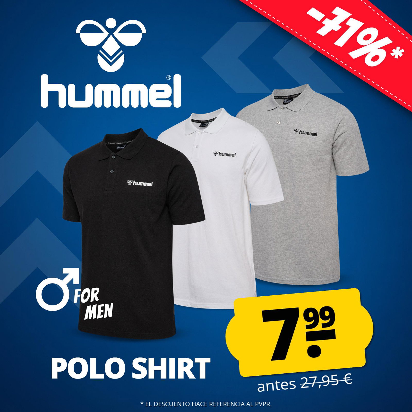 hummel mover algodon hombre polo camisa