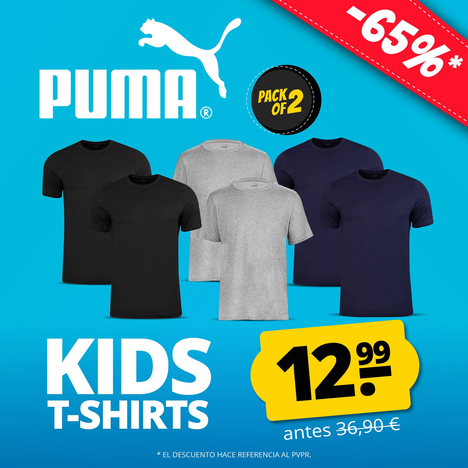 puma nino camiseta pack de 2