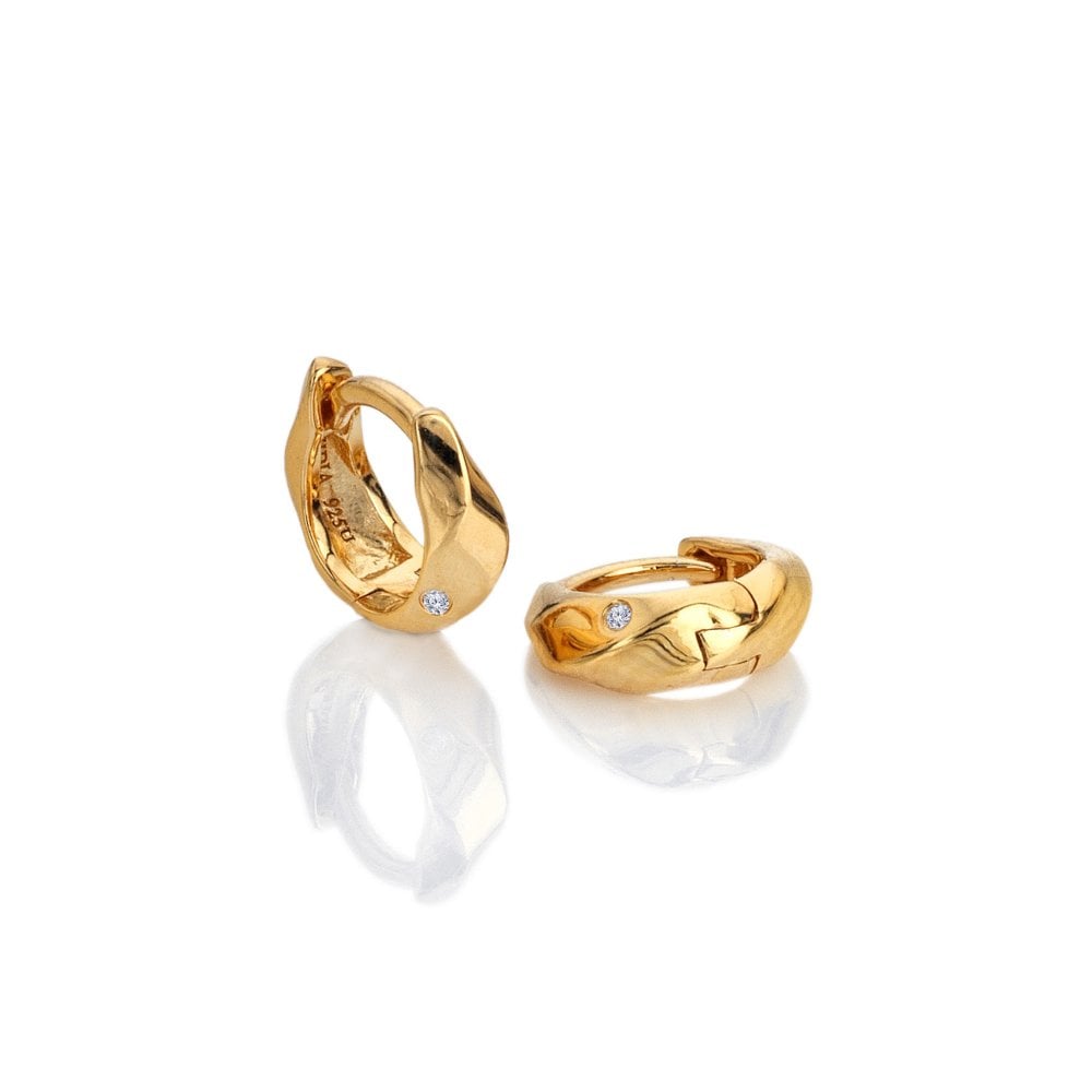 Image of HD X Golden Edit Ridge Huggie Earrings