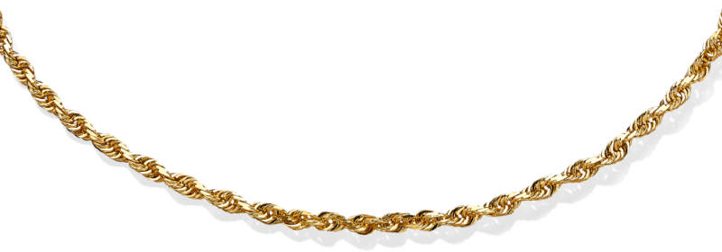 Yellow gold rope chain necklace.