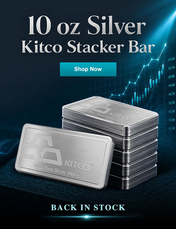 10 oz Silver Kitco Stacker Bar