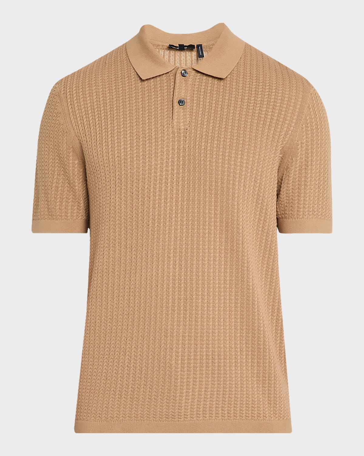 Men's Cotton Cable Knit Polo Shirt