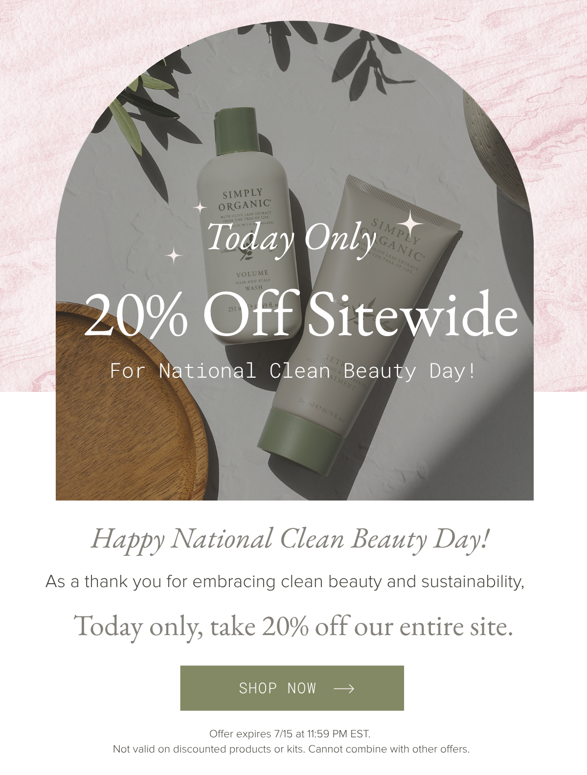 Today Only 20% Off Sitewide for National Clean Beauty Day