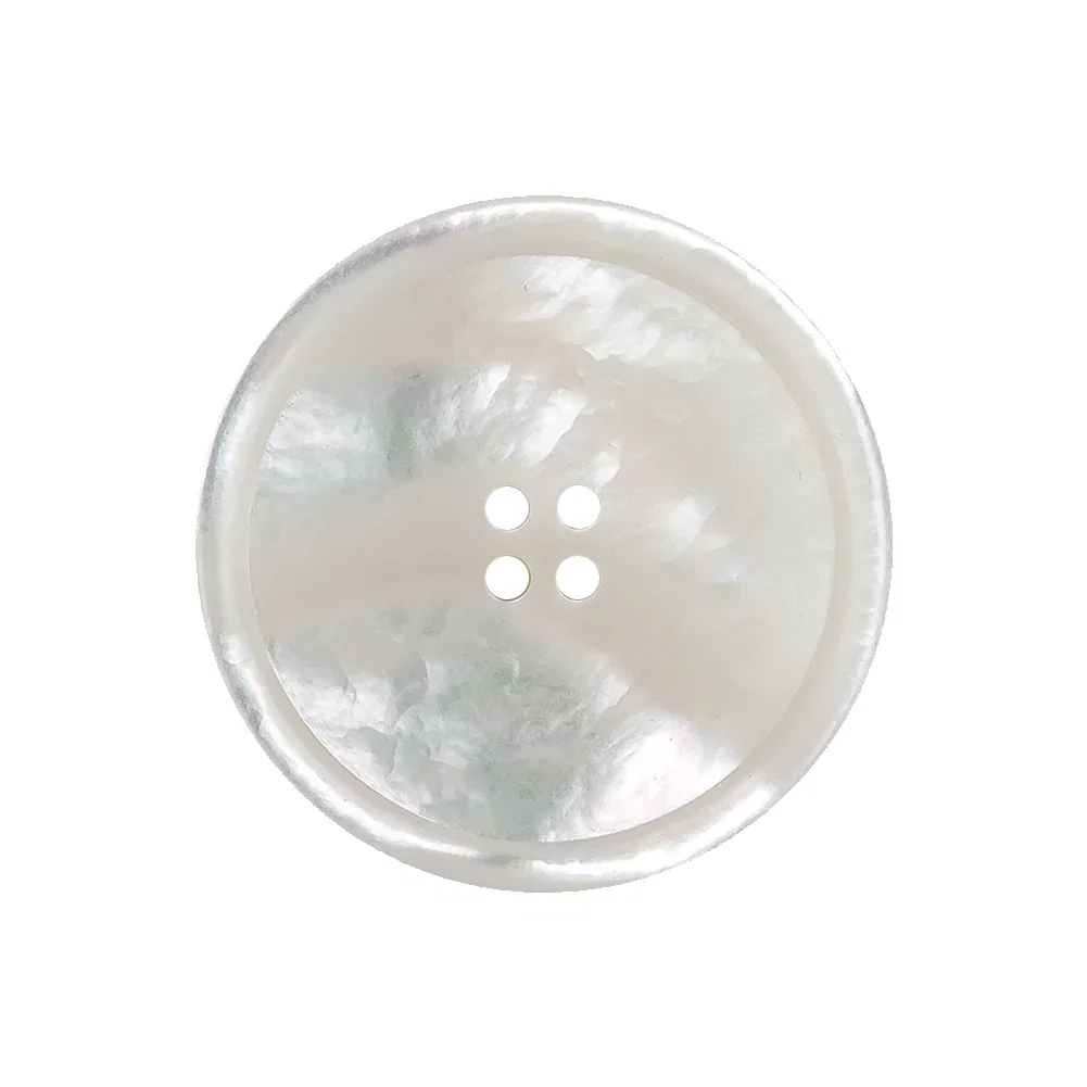 Image of Iridescent White 4 Hole Narrow Rim Shell Button - 40L/25.5mm