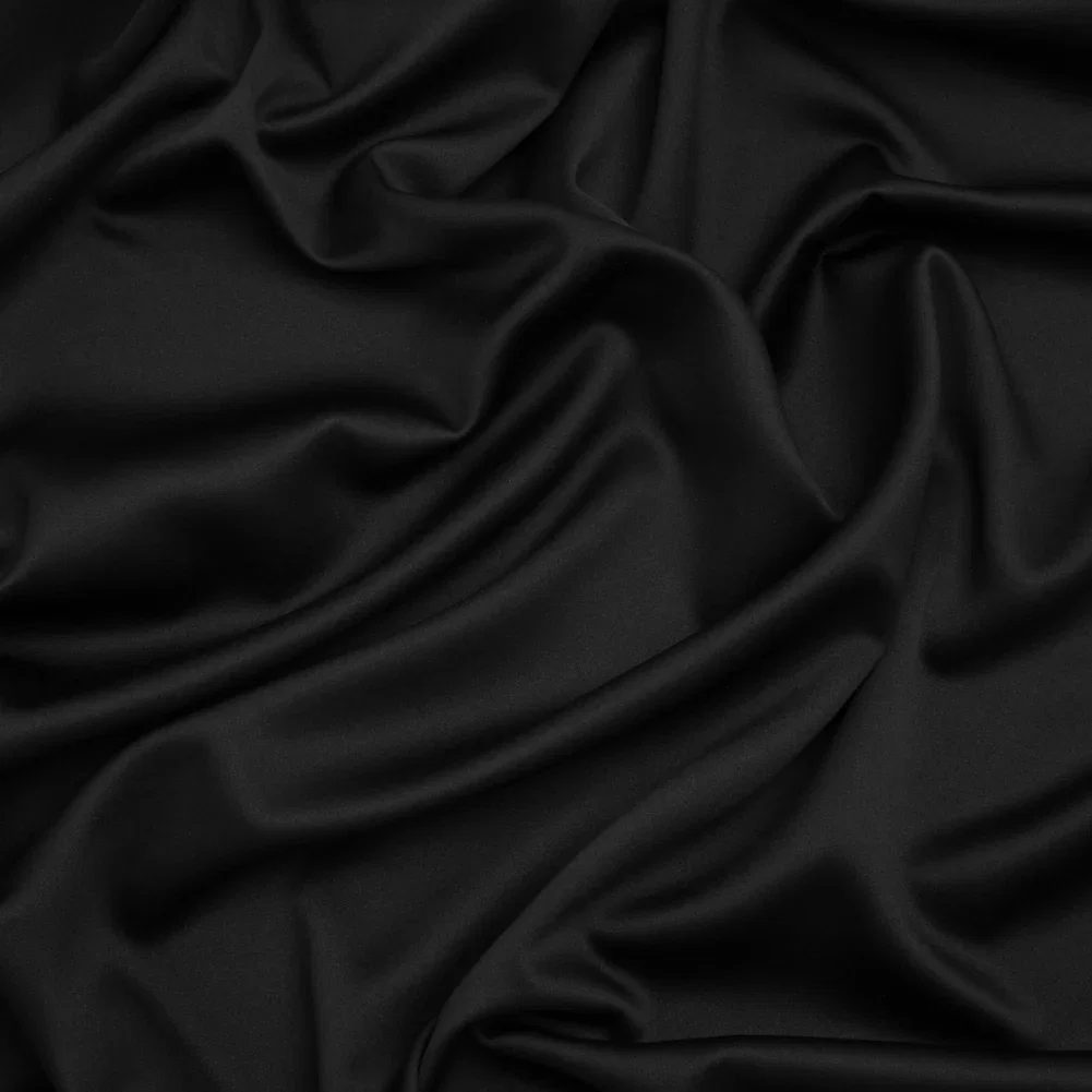 Image of Stretch Polyester Charmeuse - Black - Designer Deadstock