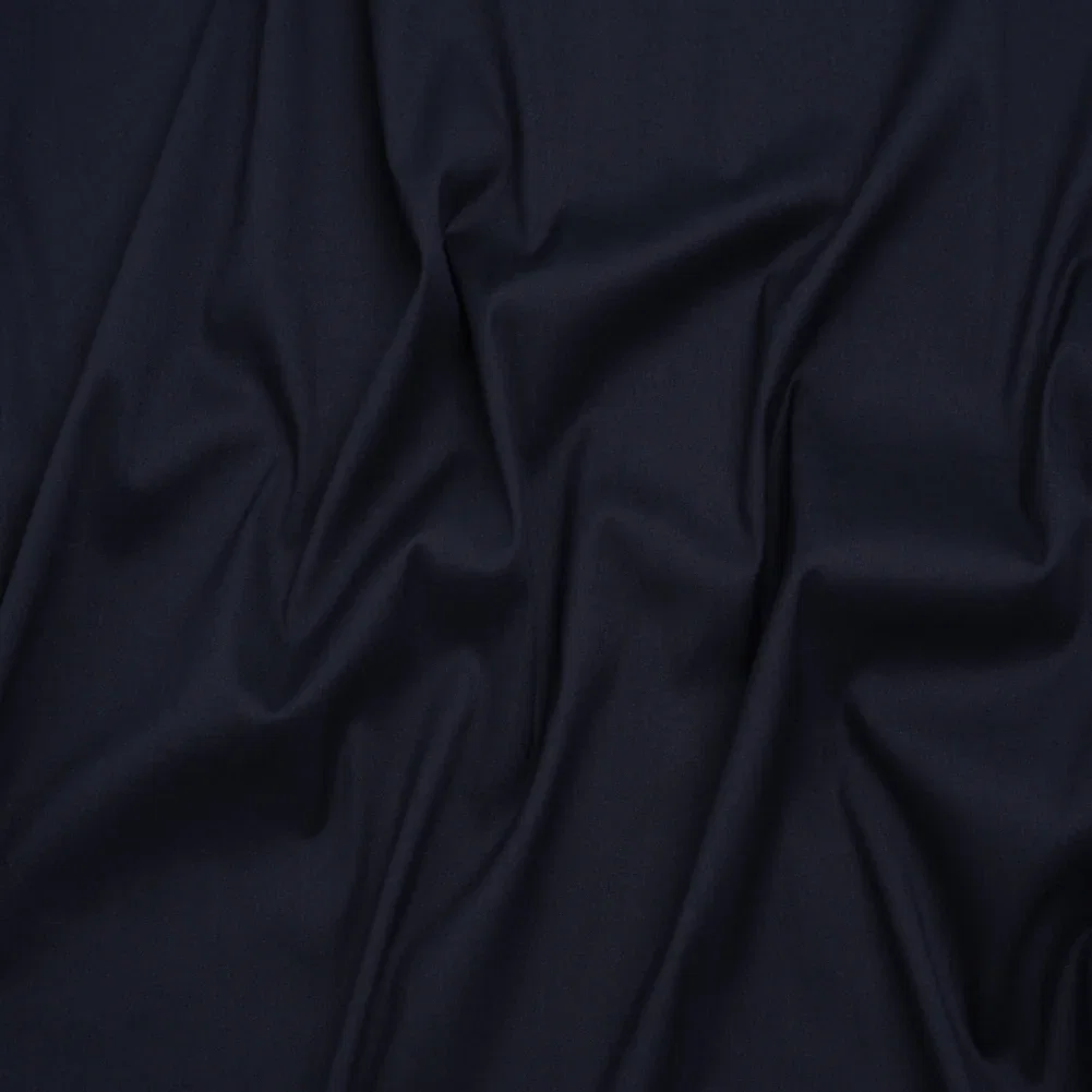 Image of Stretch Cotton and Nylon Poplin - Navy Blue - Designer Deadstock