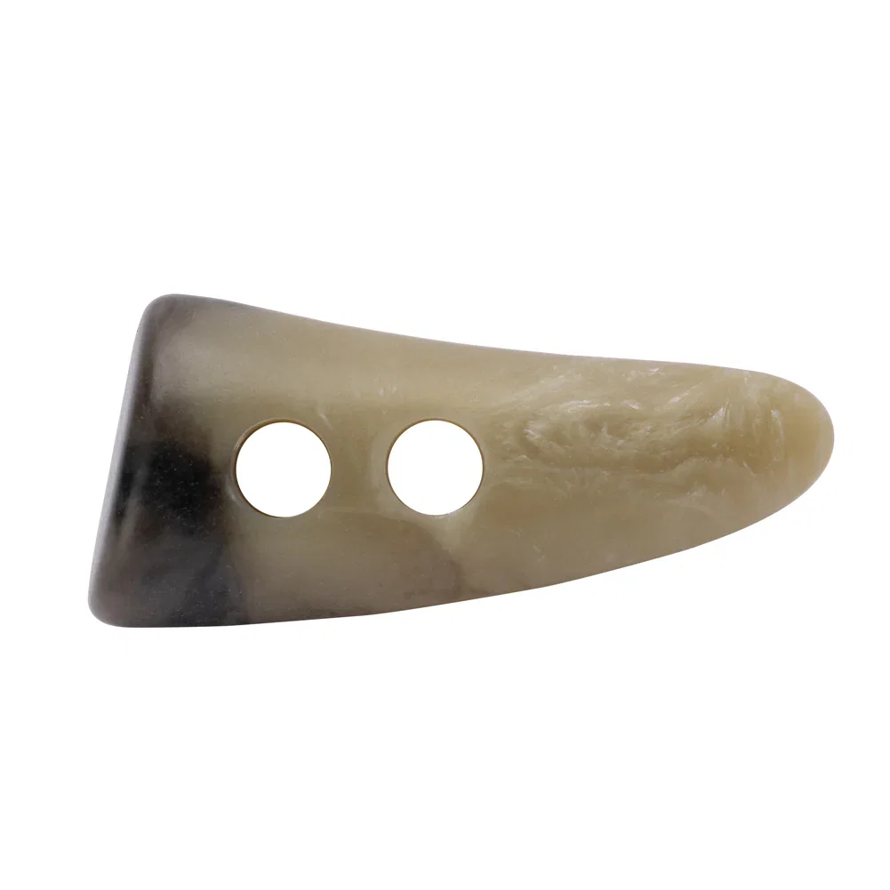 Image of Horn 2-Hole Toggle Button - 60L/38mm - Beige and Gray Marbled