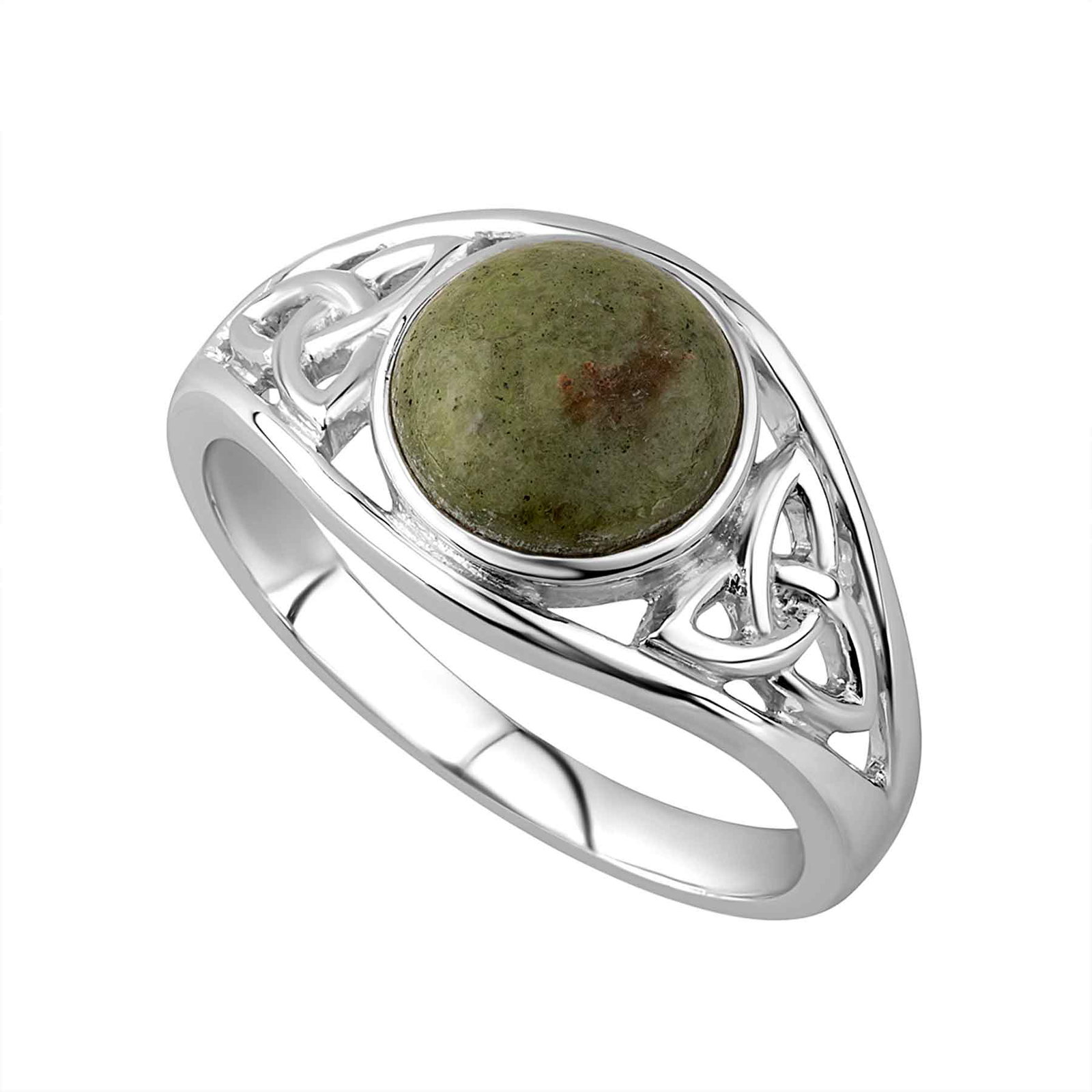 Image of Sterling Silver Connemara Marble Trinity Ring