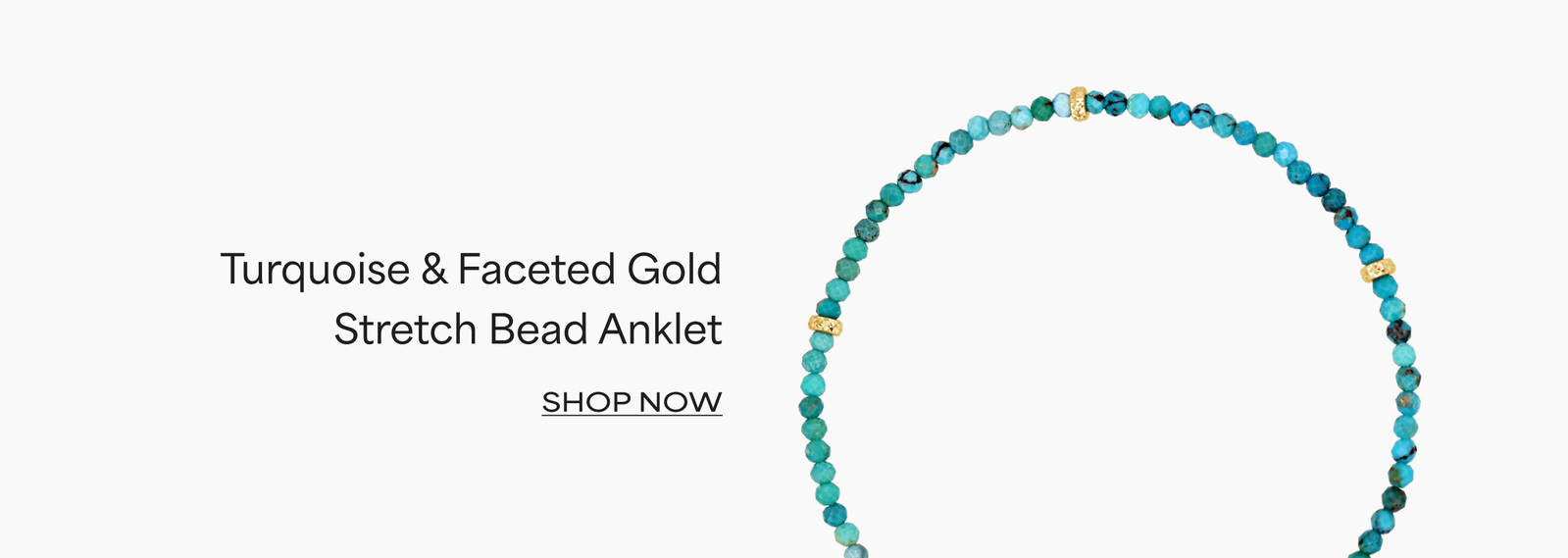 Turquoise & Faceted Gold Stretch Bead Anklet