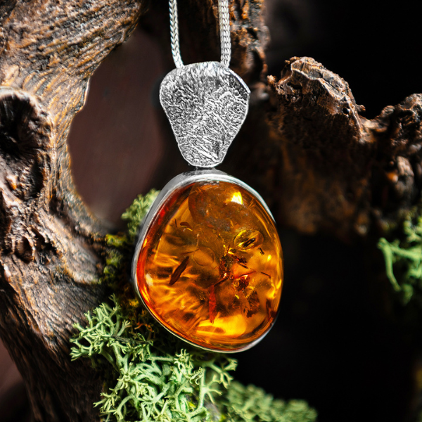 Sun Kissed Gemstone: Natural Baltic Amber Necklace in Sterling Silver