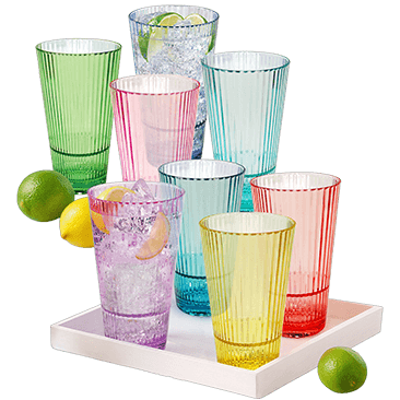 Multi Color Plastic Drinkware Set, 8-piece