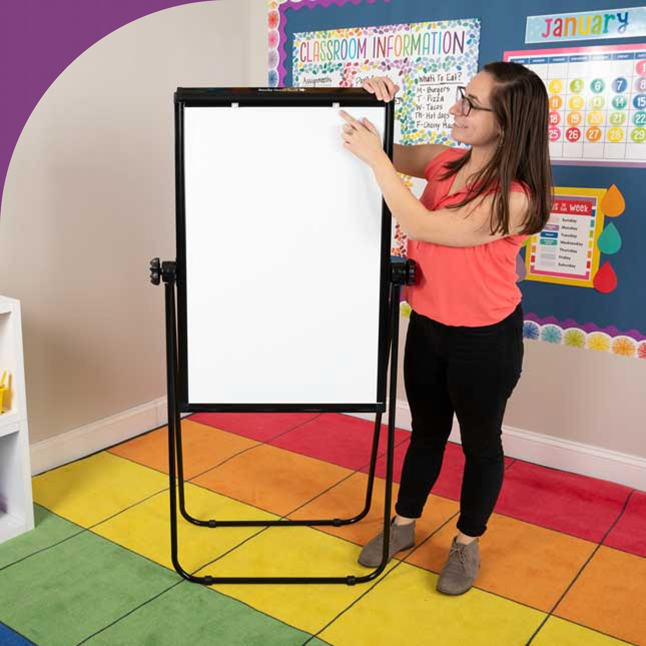 Really Good Stuff® Portable Magnetic Double-Sided Dry Erase Easel 35" By 23" - 1 easel