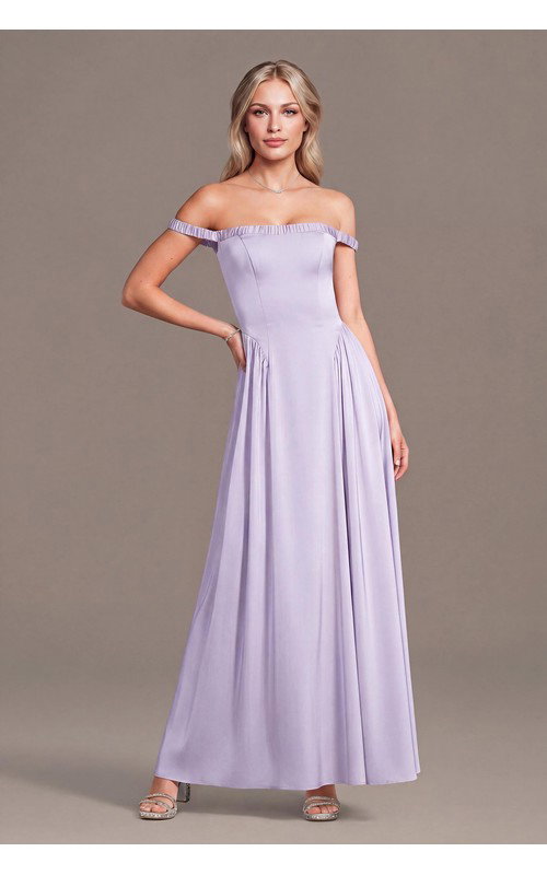 Matte Satin Off-the-Shoulder A-Line Dress