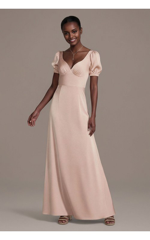 Matte Satin Short Sleeve A-Line Dress